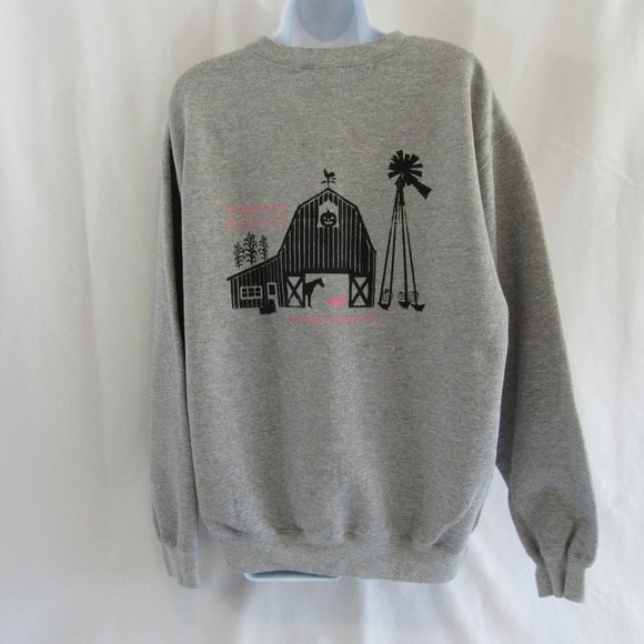 Women's -  Size L, Gray, Pullover Sweatshirt Pig Dreams Barn Yard Farm Graphics - Picture 2 of 5